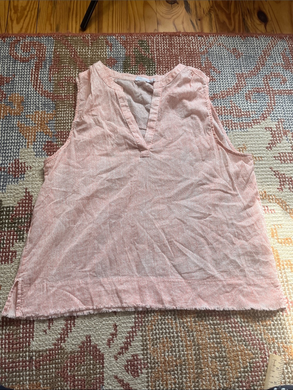 Carve Designs Dylan Tank Medium Pink White Stripe 100% Organic Cotton EUC
